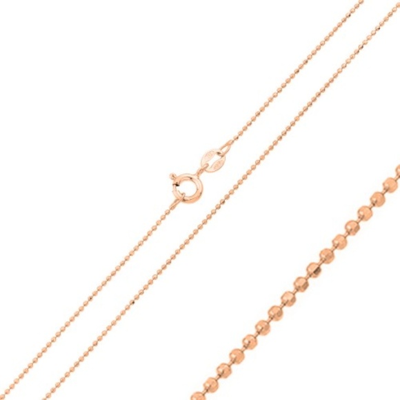 Jewelry - 1mm Rose Gold Plated Diamond Cut Bead Chain
